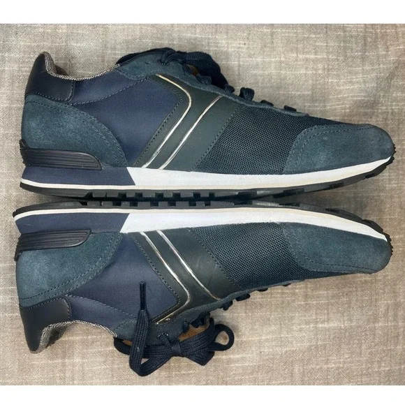 Hugo Boss Parkour Navy Blue Suede Mesh Sneakers Mens 43 50433661 - Picture 2 of 12